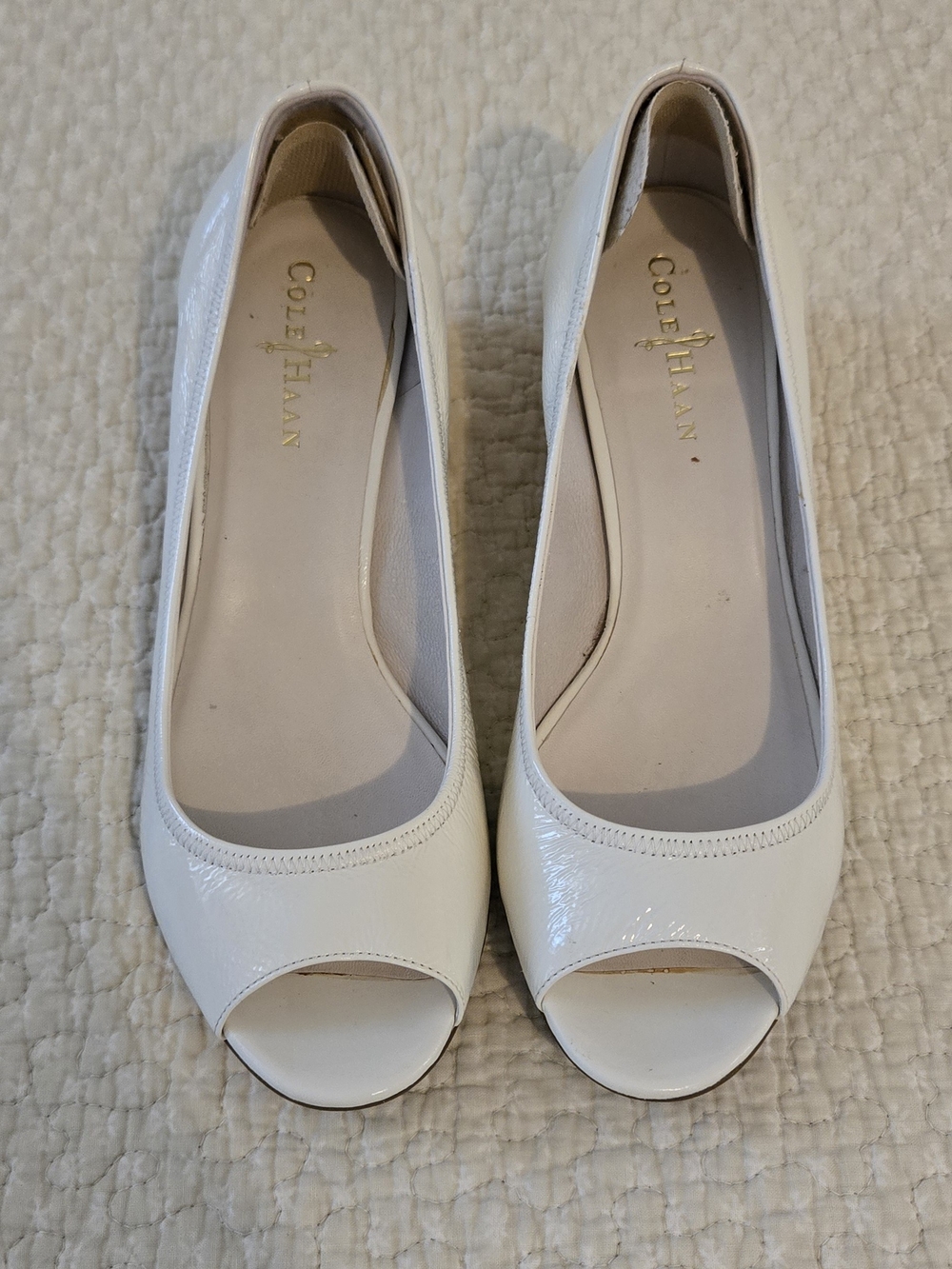 Cole Haan Women's White Peep-Toe Flats